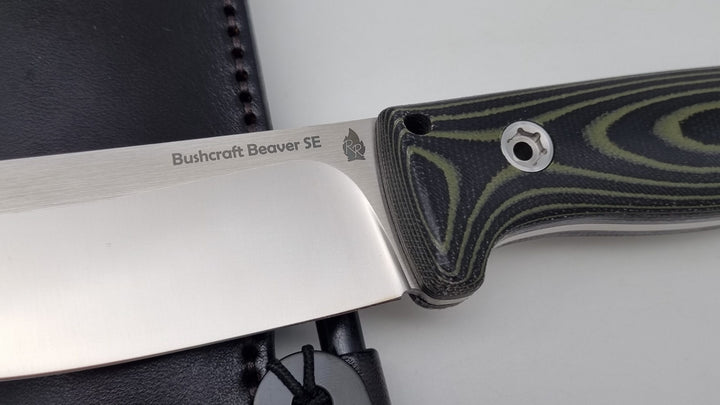 Bushcraft Beaver SE Reini Rossmann Micarta Outdoor Jagd Bushcraft Messer Green/Black Leather