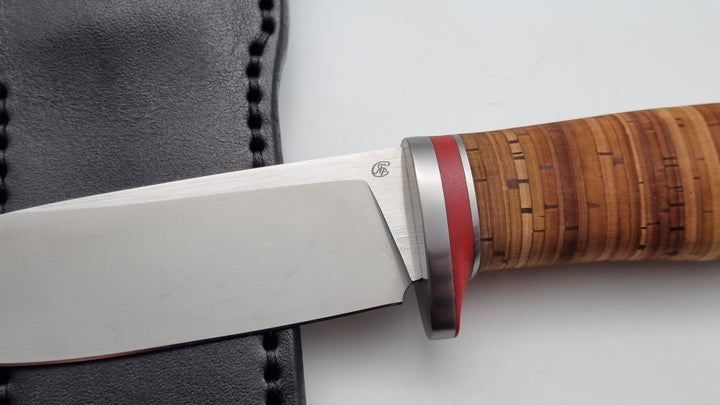 Luchs JARS Messer Birkenrinde / Titan Griff Jagd Outdoor Messer "Red"