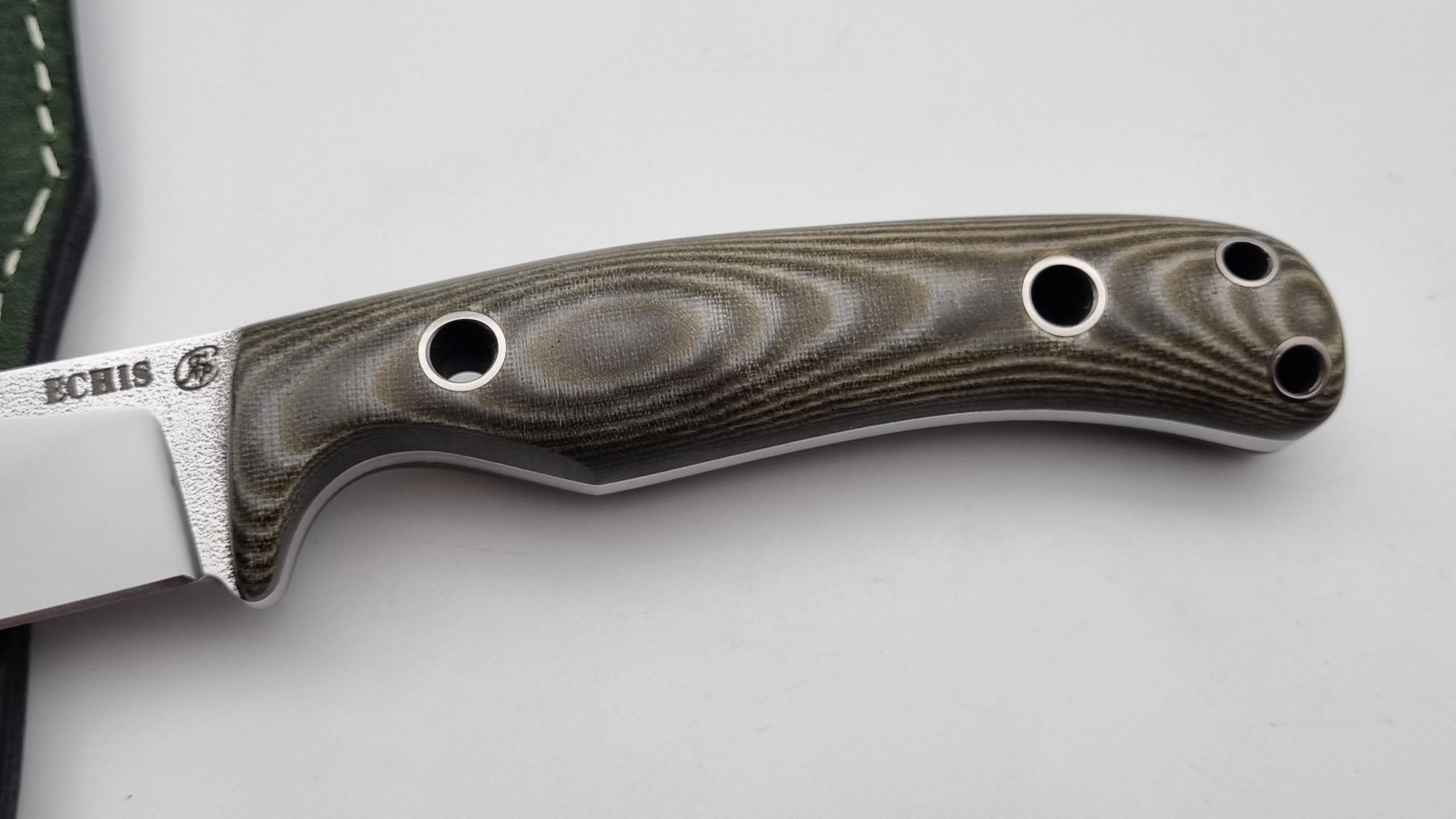 Echis JARS Serien Custom Knife Titan Pins Micarta Jagd Outdoor Messer  N690 60 HRC Brushed Stein