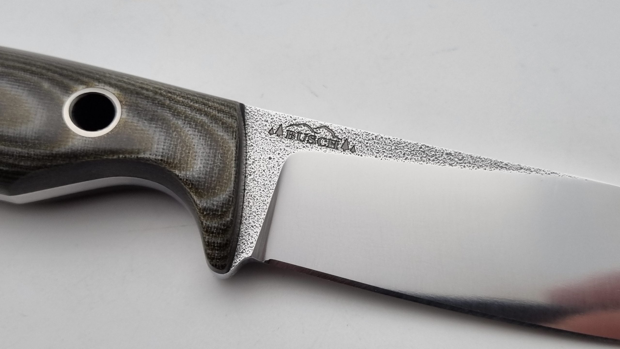 Echis JARS Serien Custom Knife Titan Pins Micarta Jagd Outdoor Messer  N690 60 HRC Brushed Stein