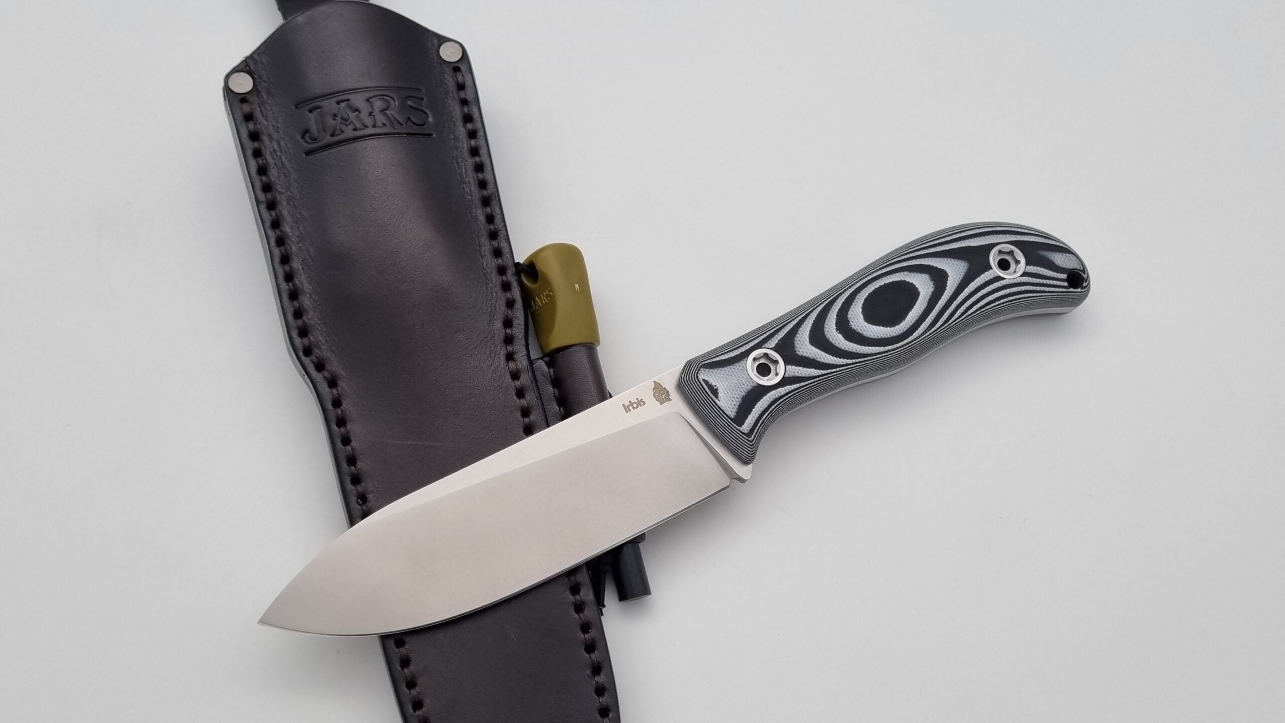 Irbis JARS Messer von Reini Rossmann N690 Stahl Brushed Outdoor Jagd Bushcraft Messer Lederdscheide