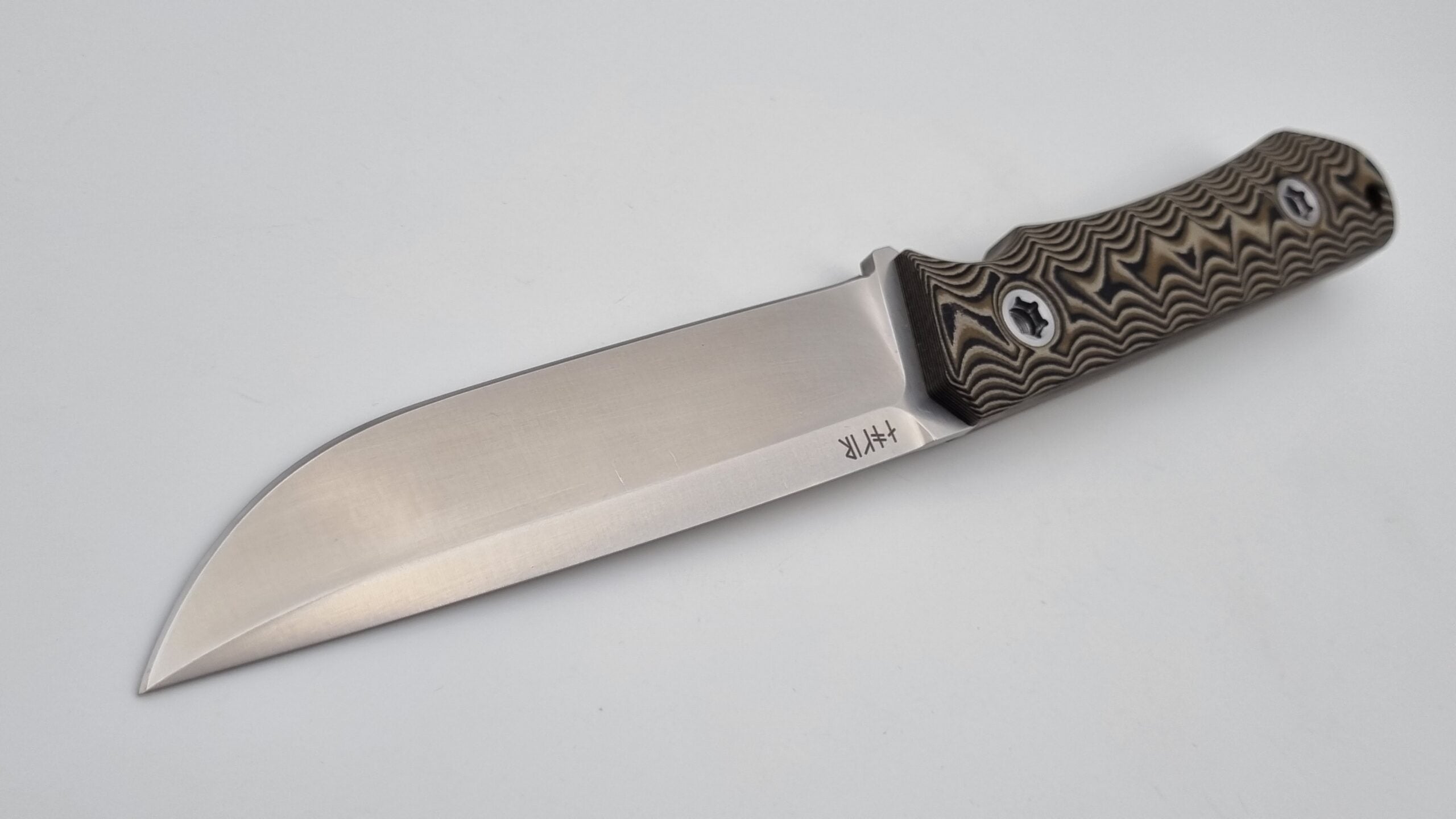 B-Ware Jäger JARS Messer N690 Stahl 60 HRC Outdoor Jagd Bushcraft Messer  Beige/Lederscheide