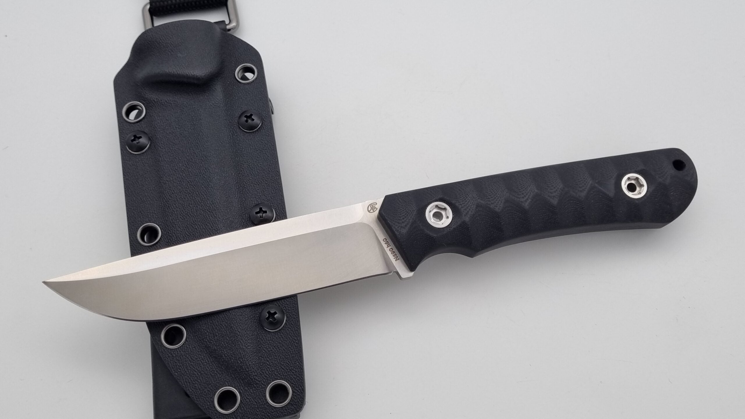 B-Ware Jäger JARS Messer N690 Stahl 60 HRC Outdoor Jagd Bushcraft Messer Black Kydex