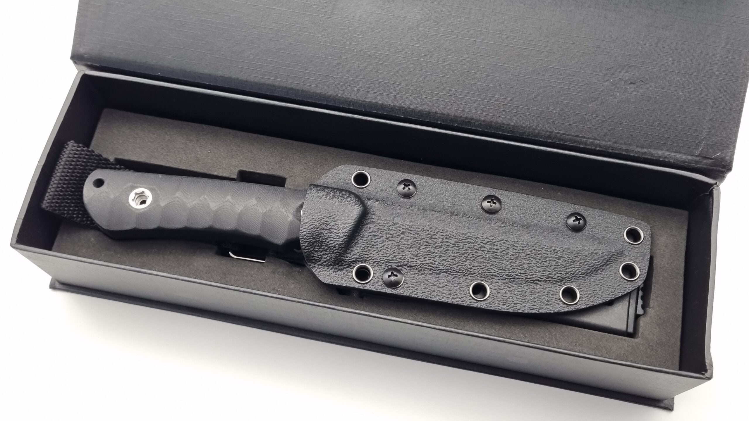 B-Ware Jäger JARS Messer N690 Stahl 60 HRC Outdoor Jagd Bushcraft Messer Black Kydex