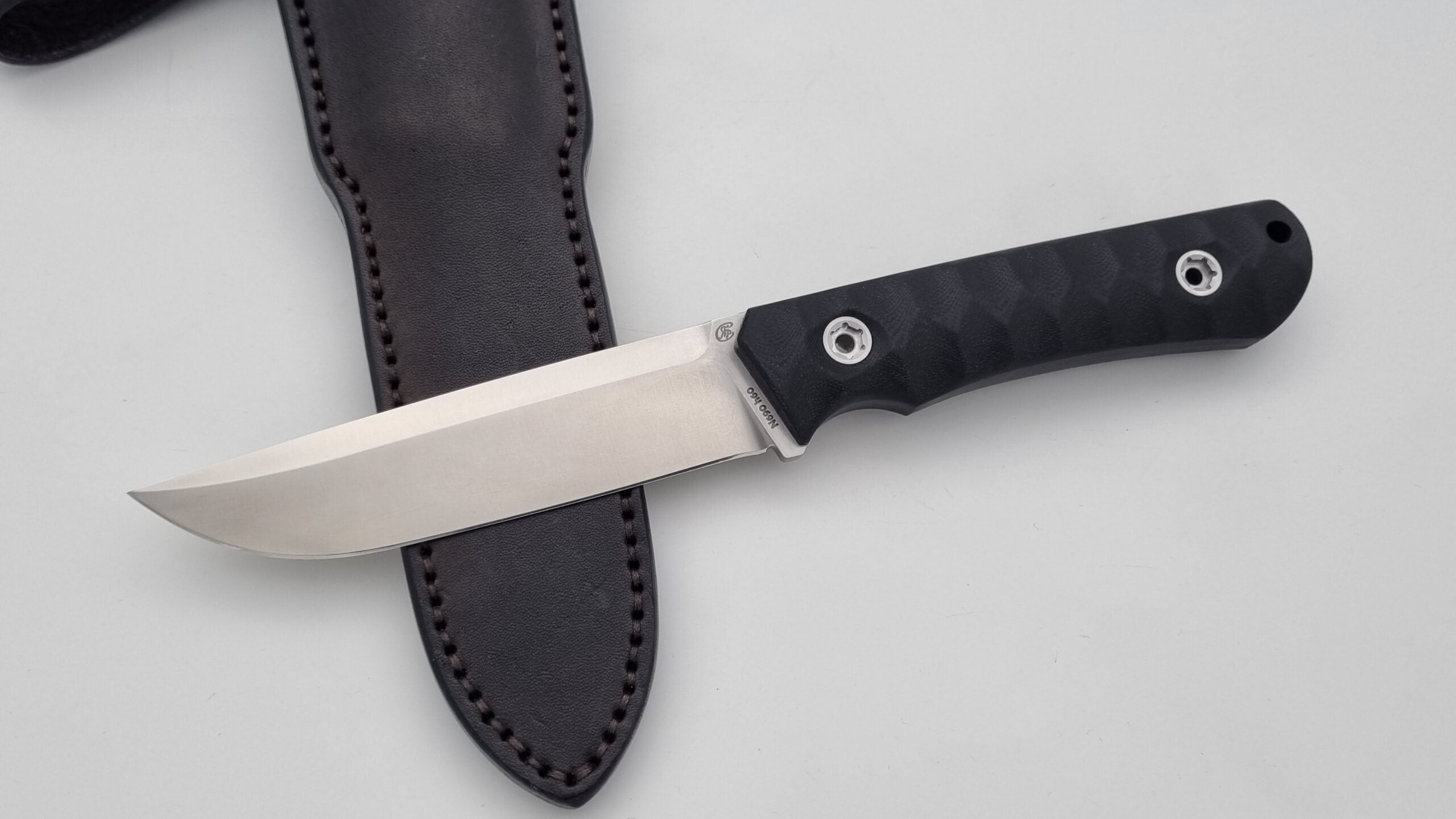 B-Ware Jäger JARS Messer Outdoor Jagd Bushcraft Messer Black Lederscheide