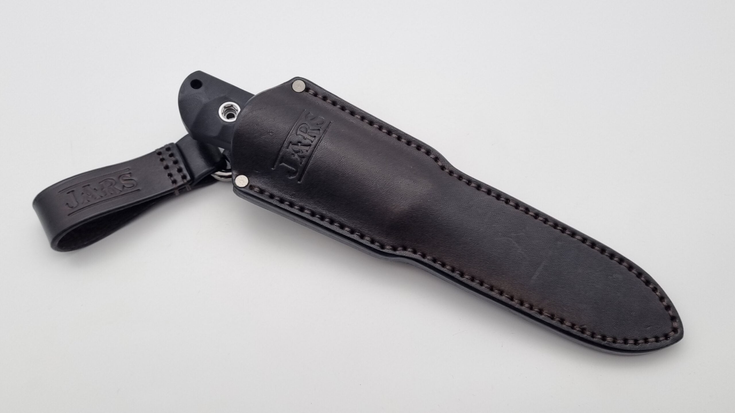 B-Ware Jäger JARS Messer Outdoor Jagd Bushcraft Messer Black Lederscheide