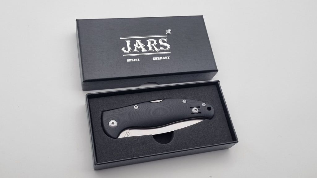 Sprinz JARS Klappmesser zwei Hand EDC Schwarz G10