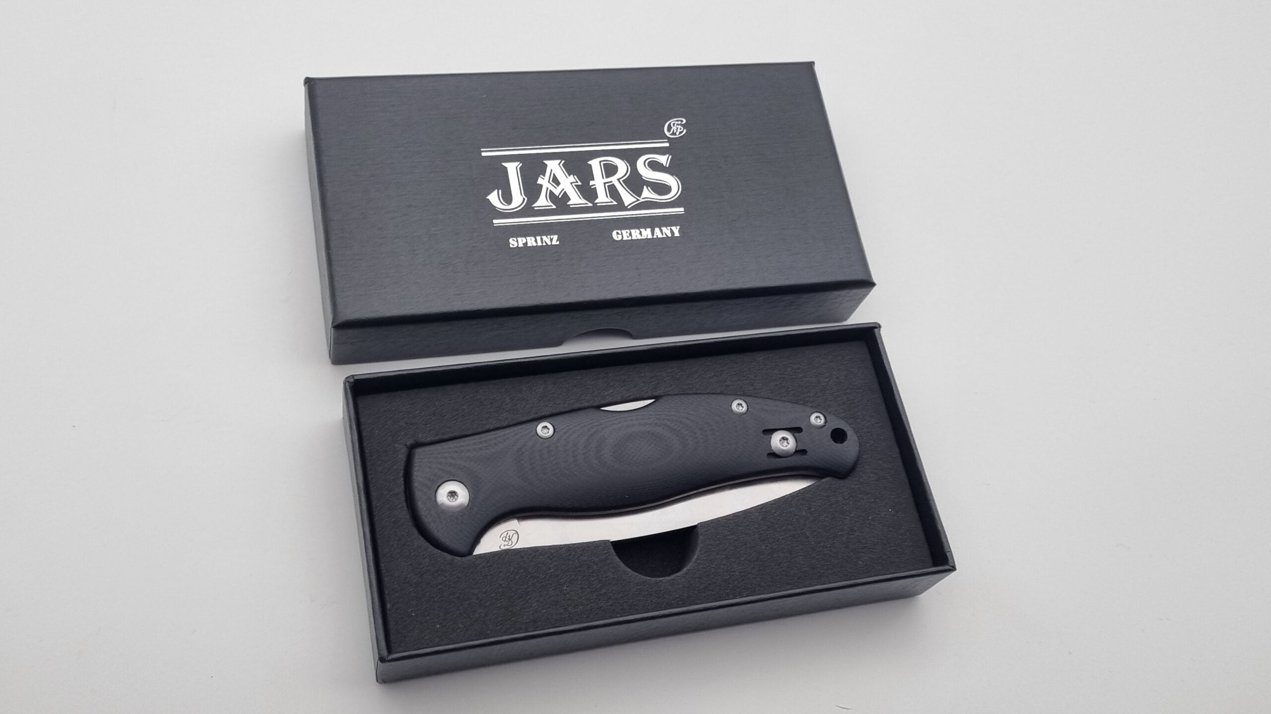 Sprinz JARS Klappmesser zwei Hand EDC Schwarz G10
