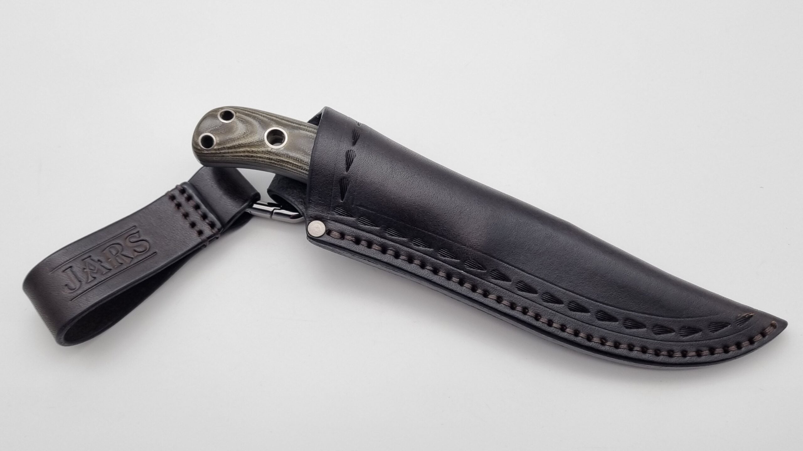 Echis JARS Serien Custom Knife Titan Pins Micarta Jagd Outdoor Messer  N690 60 HRC Brushed Stein