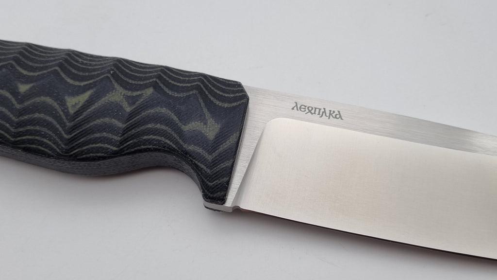 Leopard JARS Jagd Outdoor Messer Green/Black Micarta Leder