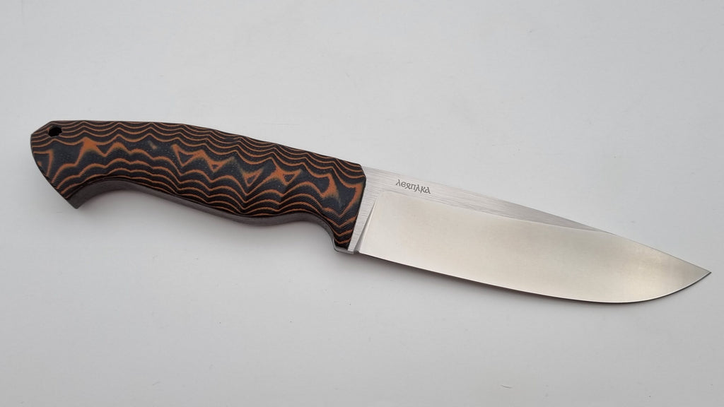Leopard JARS Jagd Outdoor Messer Orange/Black Micarta Leder