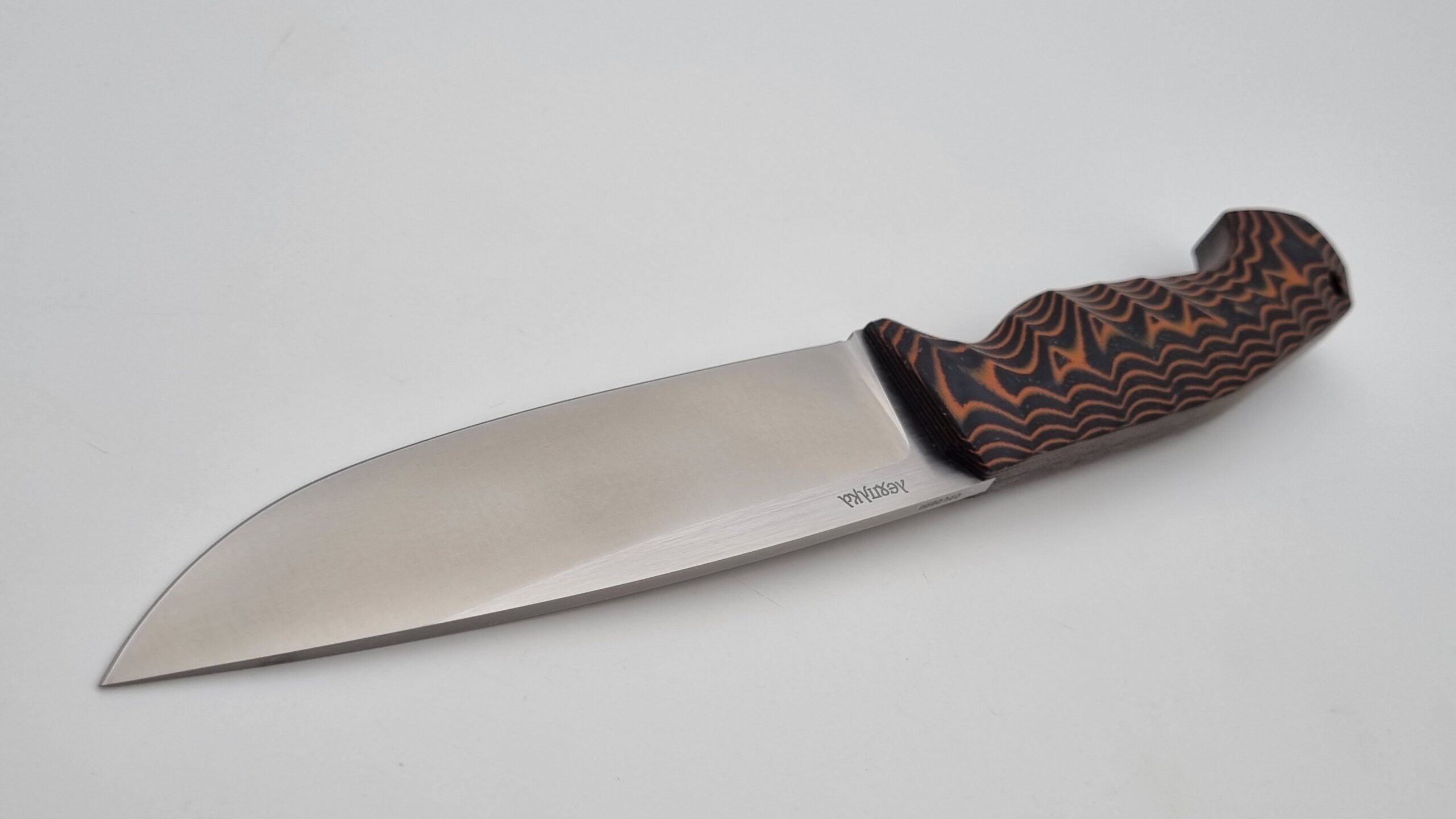 Leopard JARS Jagd Outdoor Messer Orange/Black Micarta Leder
