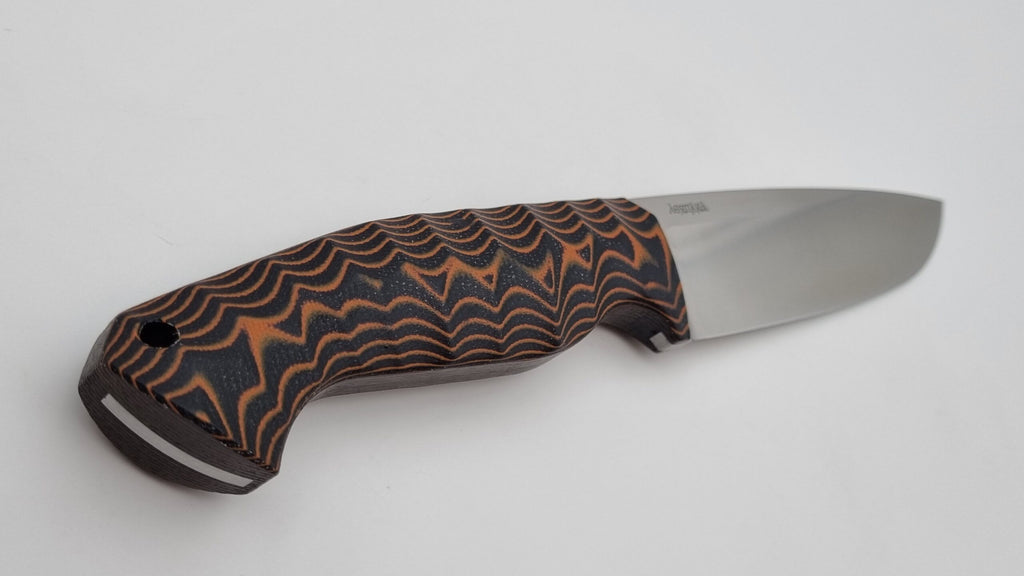 Leopard JARS Jagd Outdoor Messer Orange/Black Micarta Leder