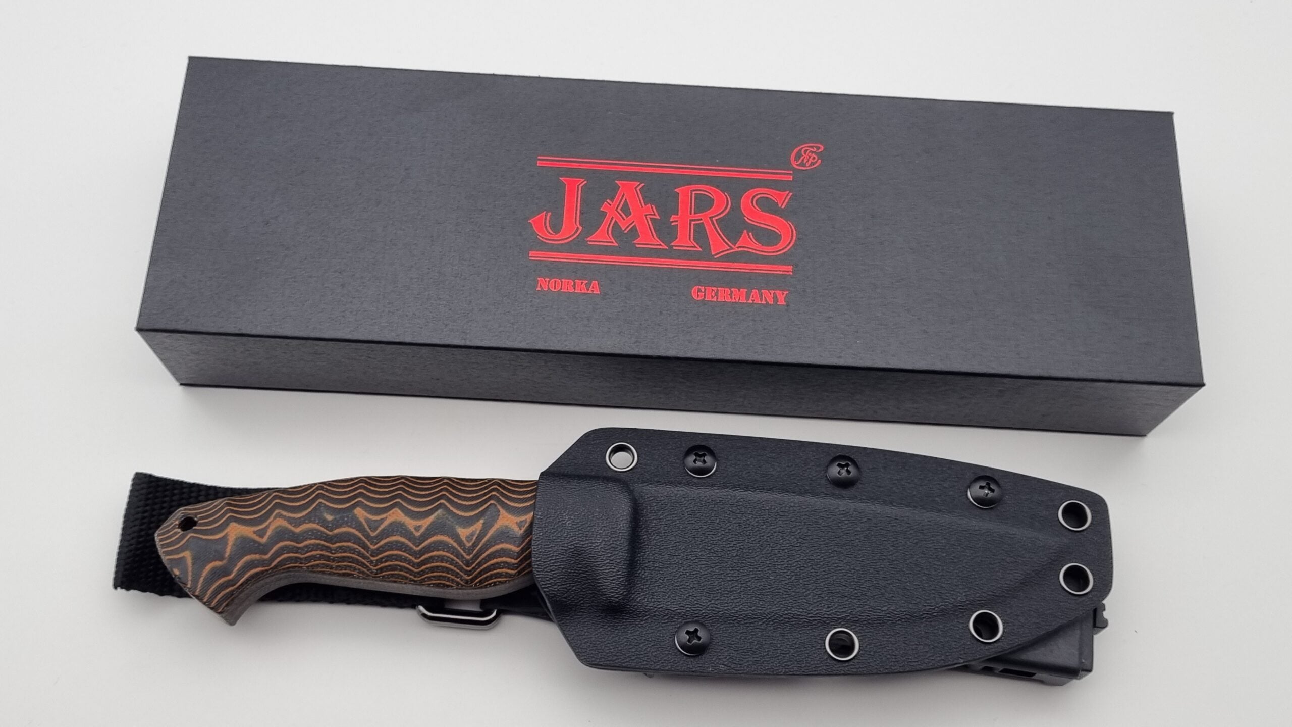 Norka JARS Jagd Outdoor Messer Orange/Black Micarta Kydex