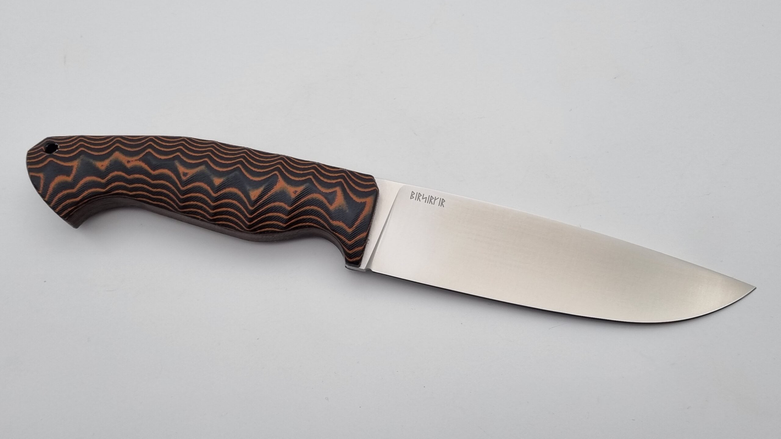 Berserker JARS Jagd Outdoor Messer N690 60HRC    Orange/Black Micarta Leder