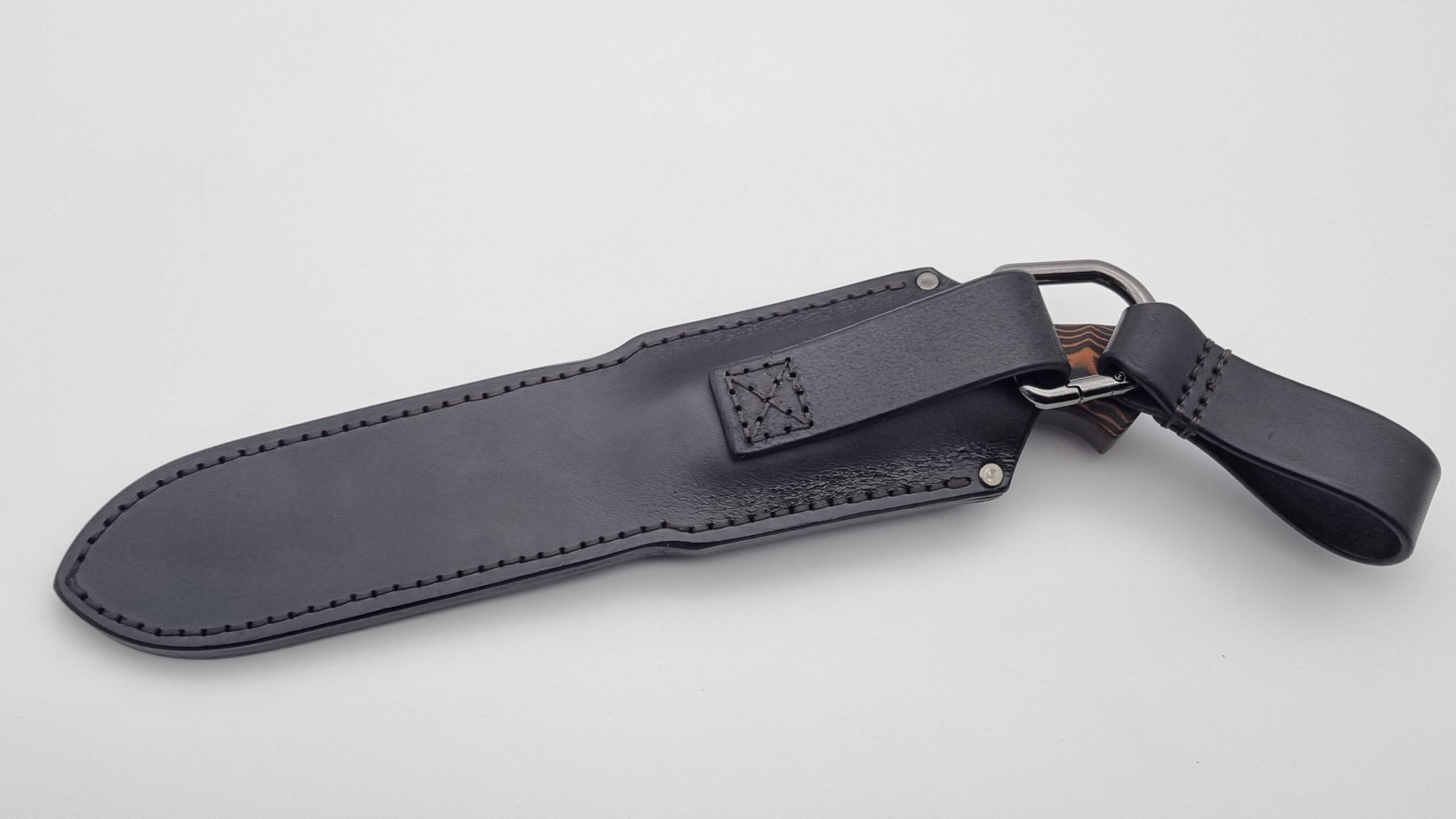 Leopard JARS Jagd Outdoor Messer Orange/Black Micarta Leder