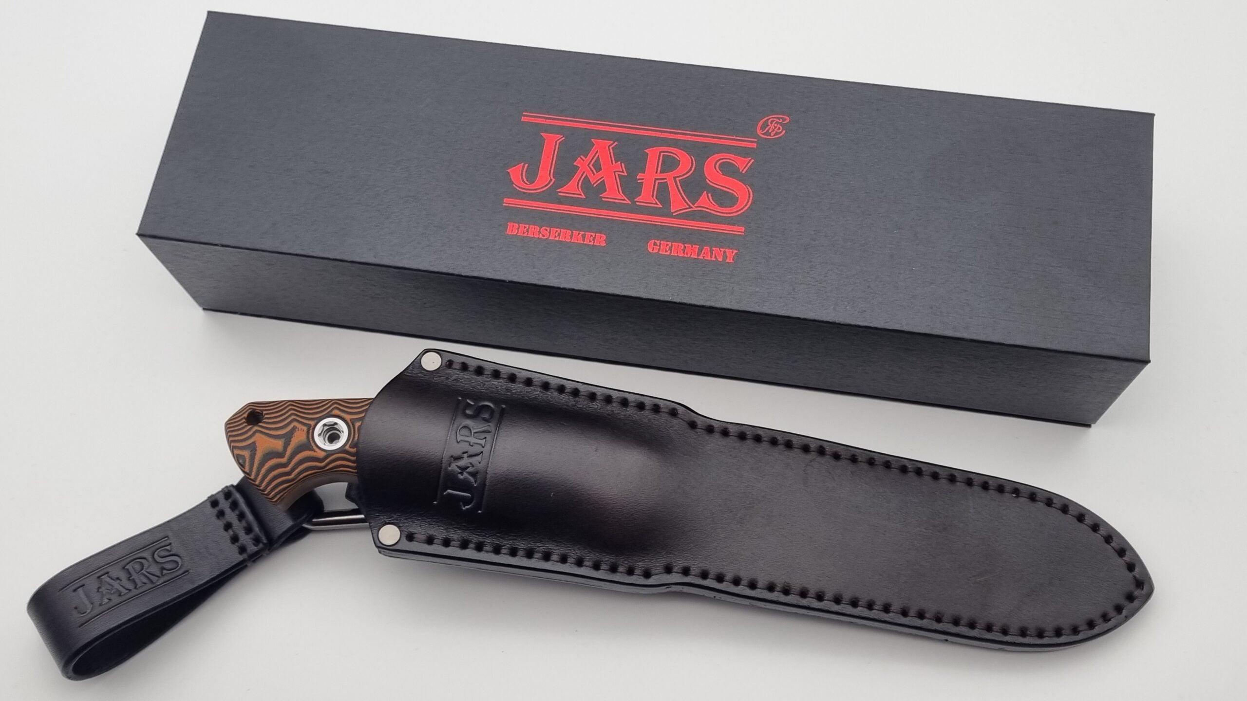 Berserker JARS Jagd Outdoor Messer Orange/Black G10 Leder