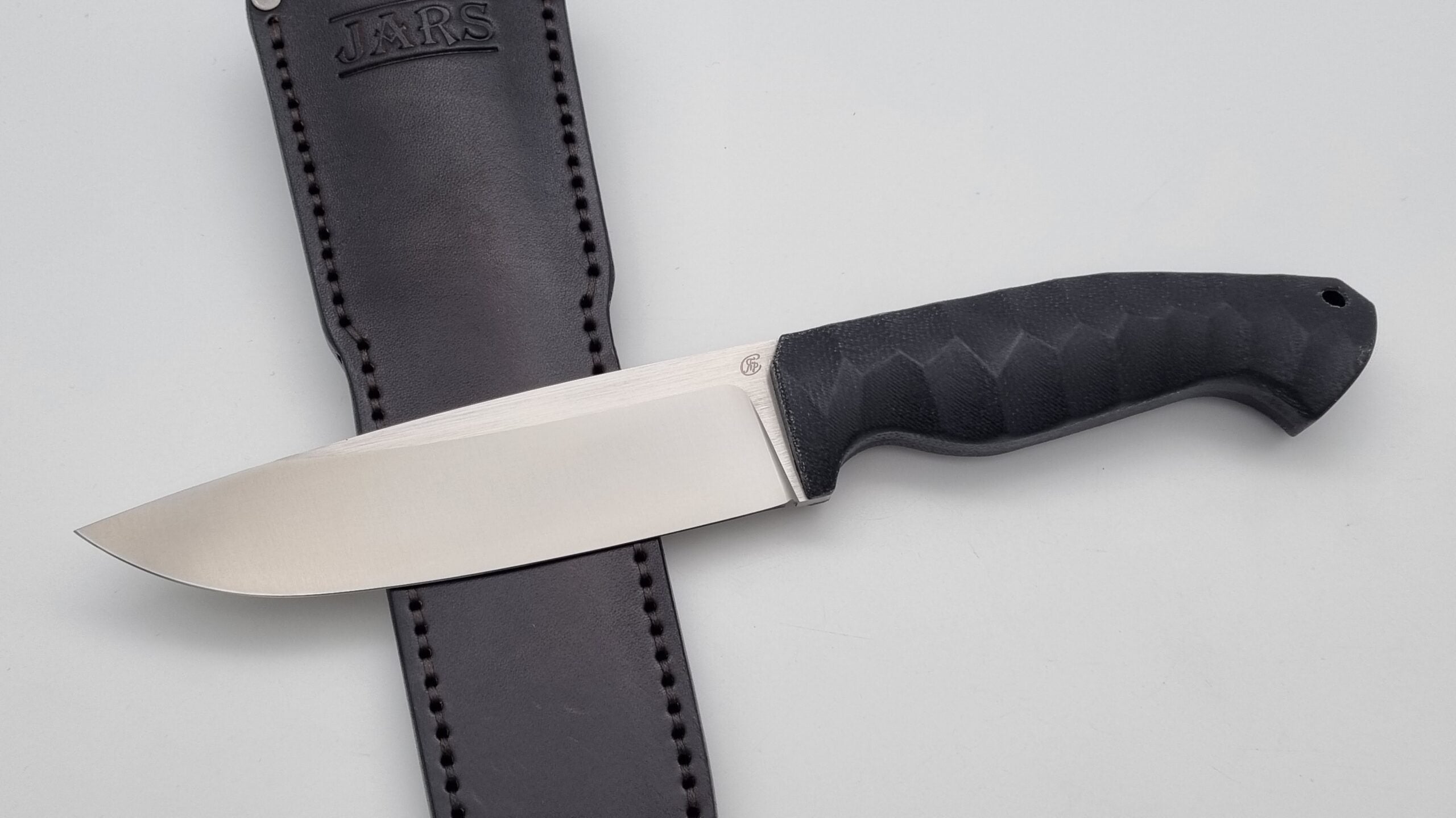 Leopard JARS Jagd Outdoor Messer Black Micarta Leder