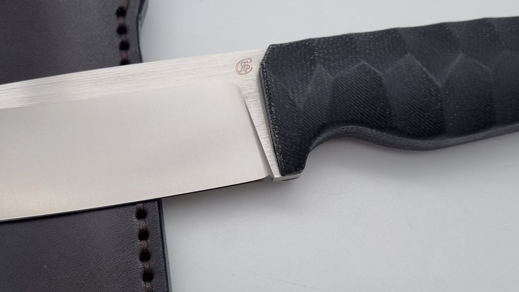 Leopard JARS Jagd Outdoor Messer Black Micarta Leder