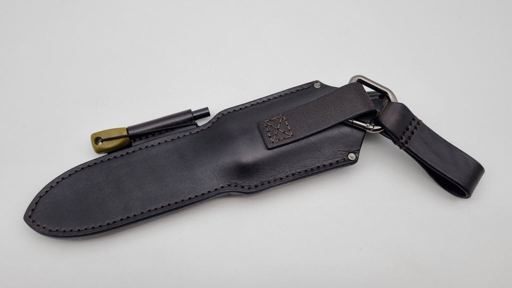 Bushcraft Beaver SE Reini Rossmann Micarta Outdoor Jagd Bushcraft Messer Orange/Black  Leather