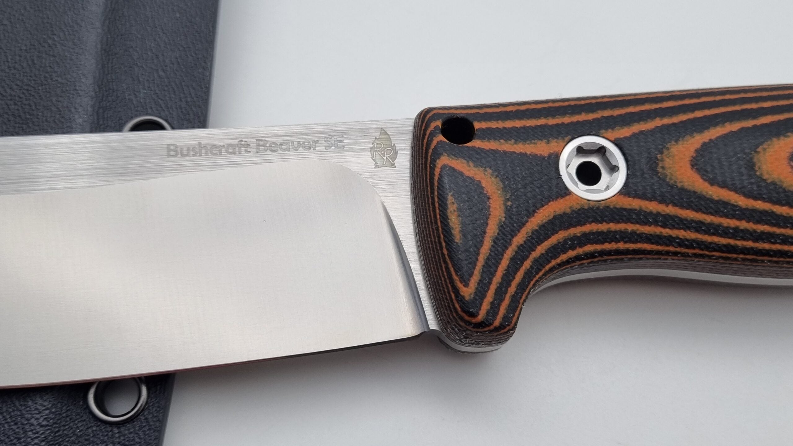 Bushcraft Beaver SE Reini Rossmann Micarta Outdoor Jagd Bushcraft Messer Orange/Black  Kydex