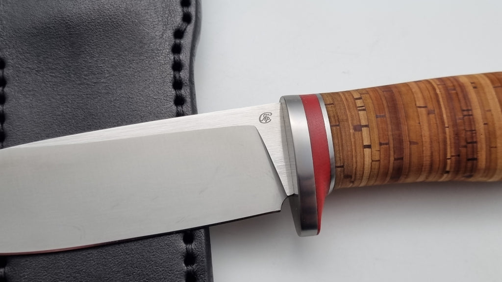 Luchs JARS Messer Birkenrinde / Titan Griff Jagd Outdoor Messer    "Red"