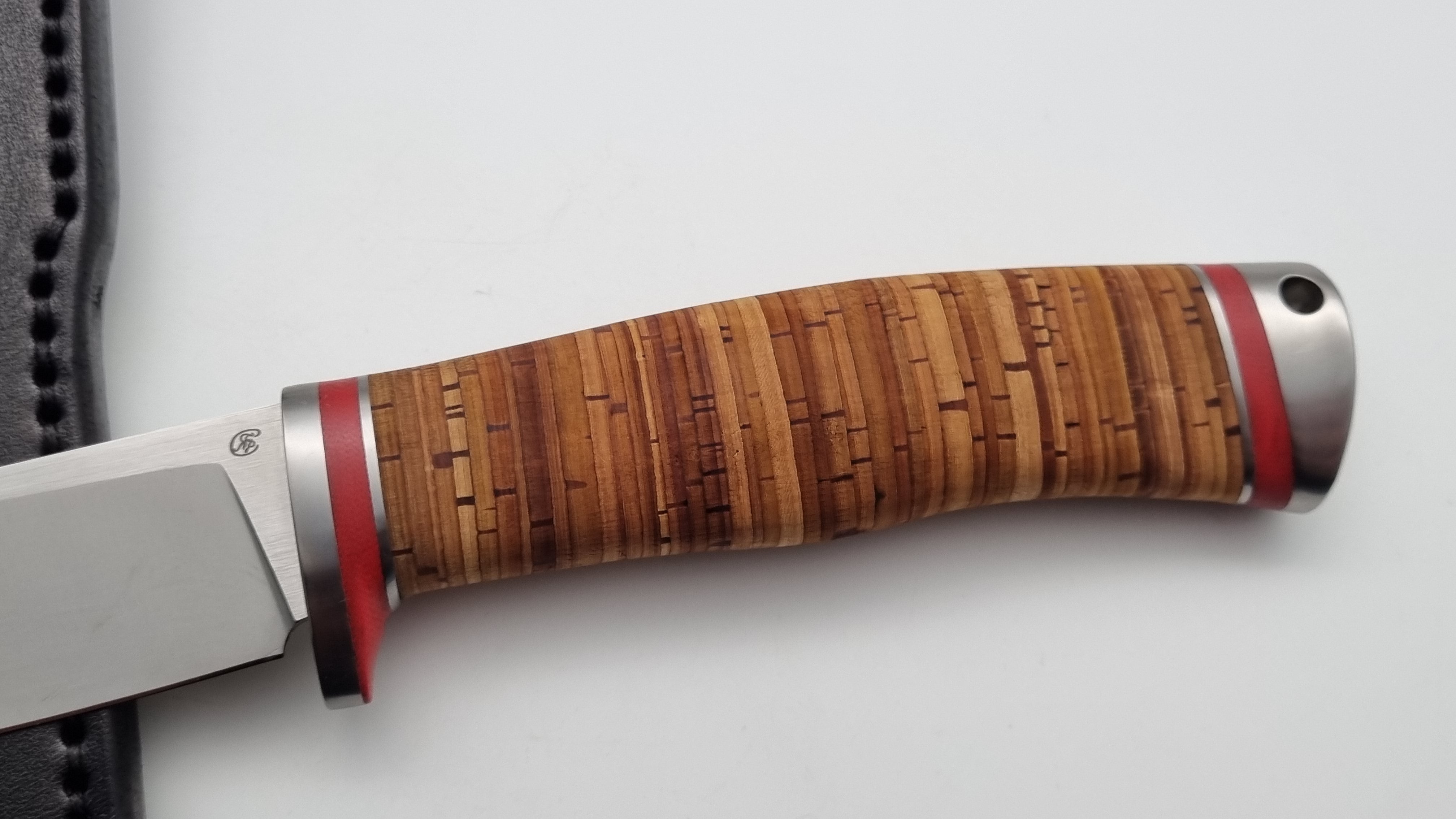 Luchs JARS Messer Birkenrinde / Titan Griff Jagd Outdoor Messer    "Red"