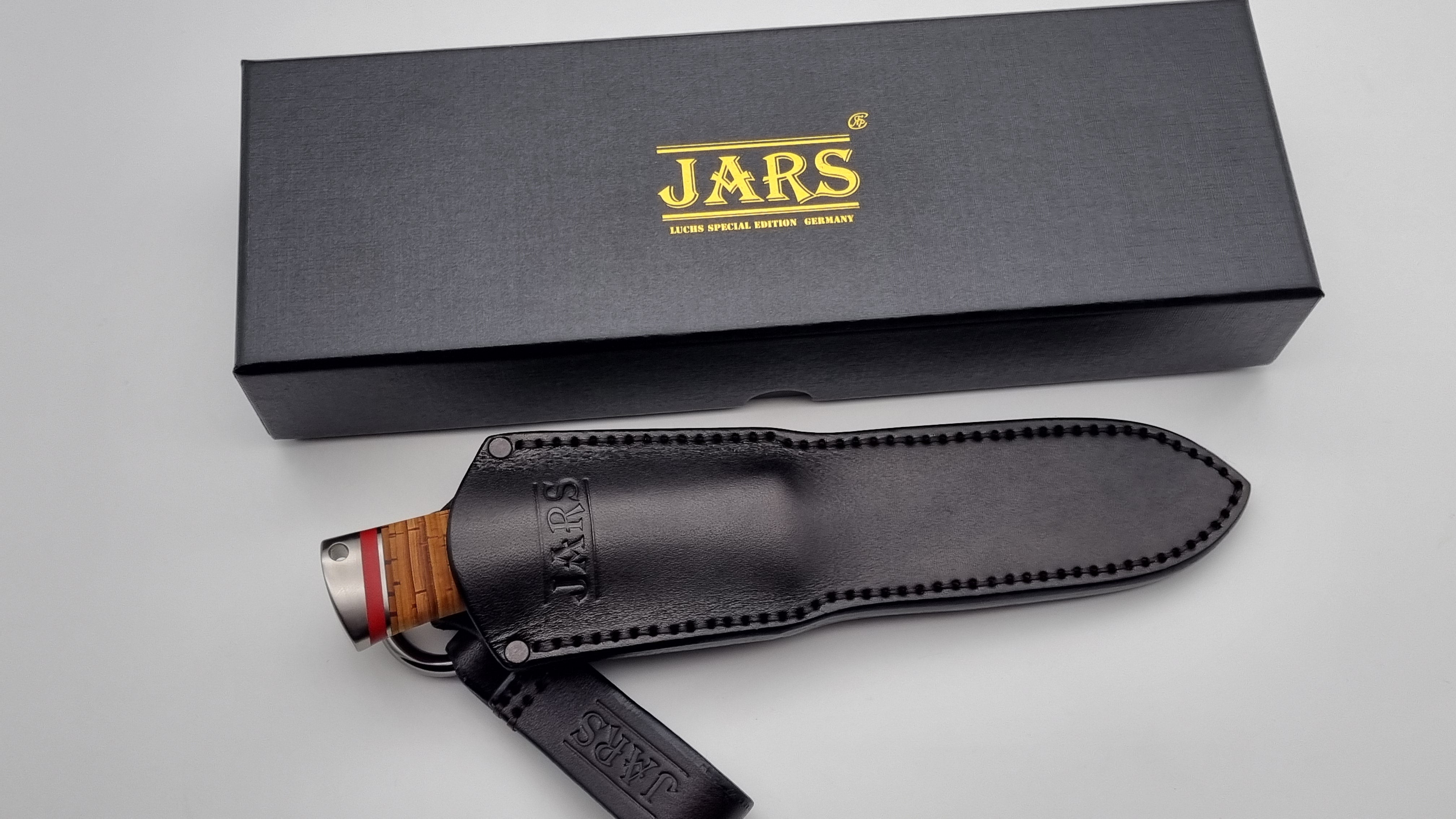 Luchs JARS Messer Birkenrinde / Titan Griff Jagd Outdoor Messer    "Red"