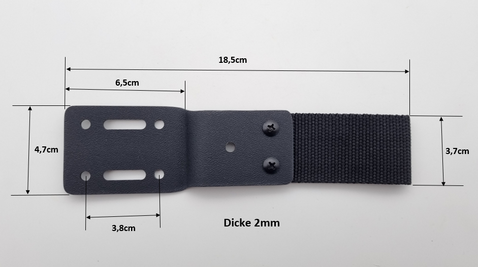 Universal Kydex Dangler-Adapter mit Cordura Gurtring und Klettstreifen Größe M